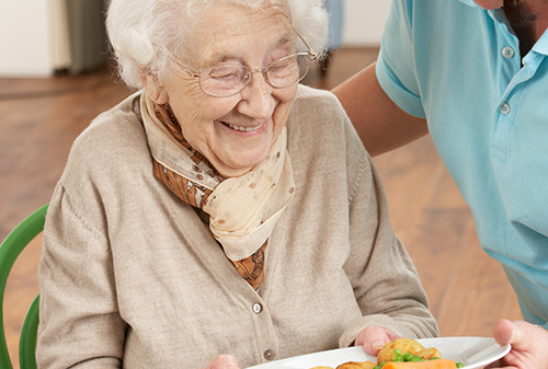 Elederly woman in care