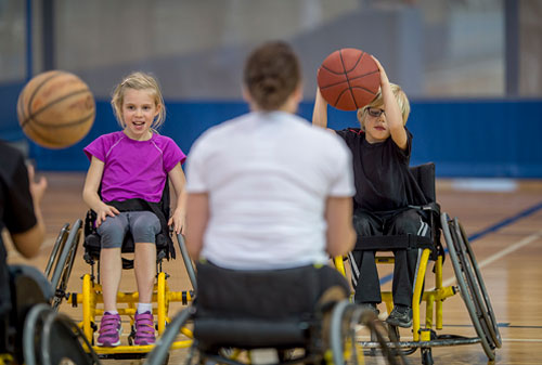 Playing basketball