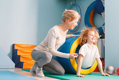 A child in a therapeutic tunnel