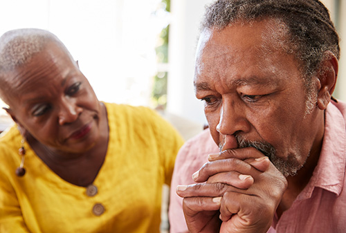 comforting man with depression